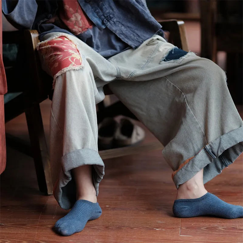 Vintage Bloom Patchwork Denim Pants