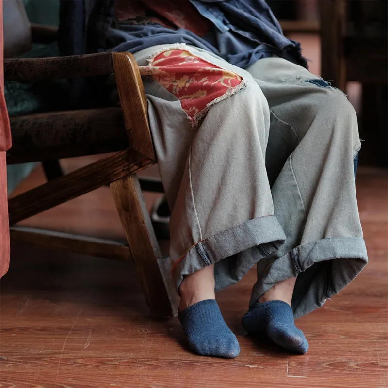 Vintage Bloom Patchwork Denim Pants