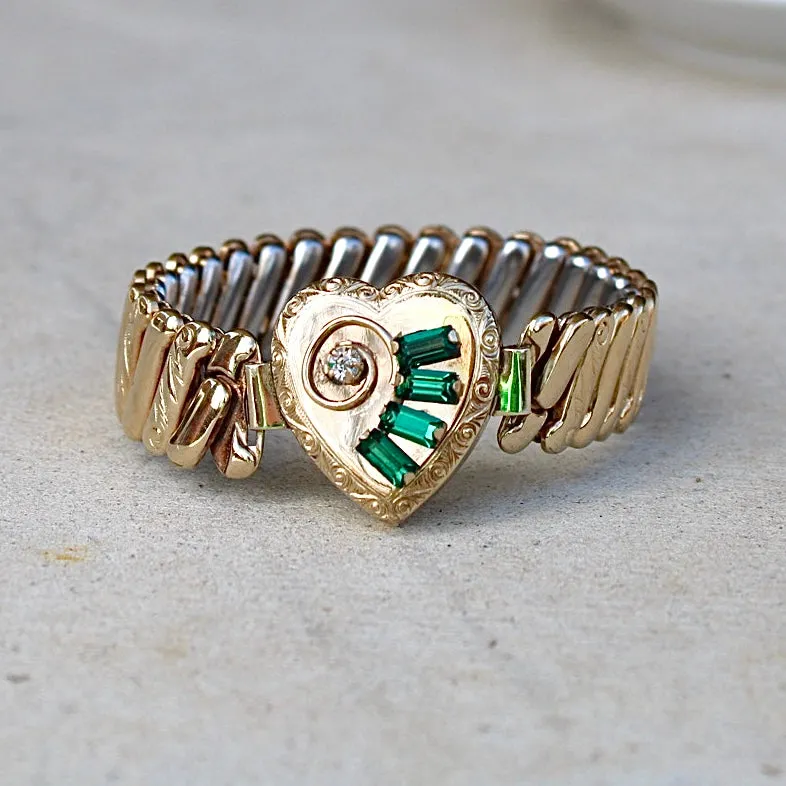 Vintage Emerald Sweetheart Bracelet (circa 1940)