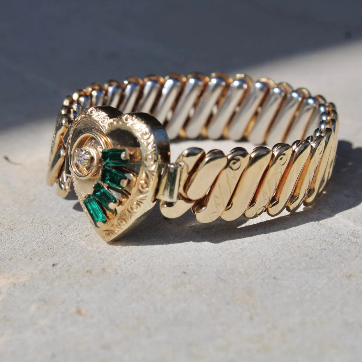 Vintage Emerald Sweetheart Bracelet (circa 1940)