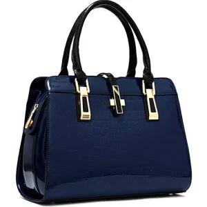 Vintage Luxury Tote Women's Handbag With Embossed logo Blue