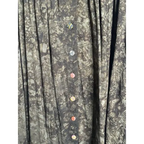 Vintage Nativewear Designs Dress Size Large Patchwork Green Round Neck Maxi