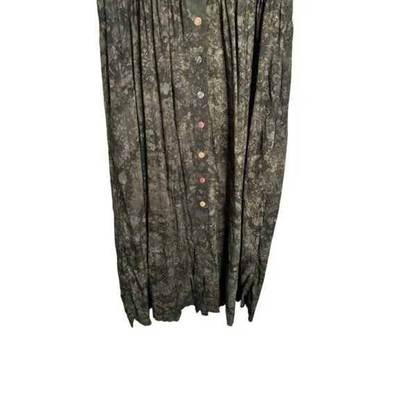 Vintage Nativewear Designs Dress Size Large Patchwork Green Round Neck Maxi
