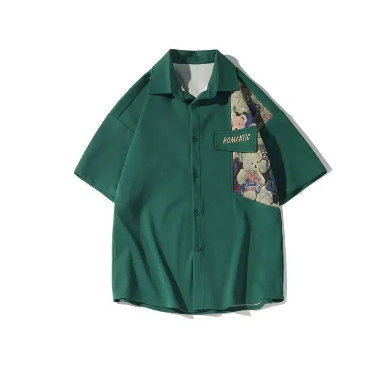 Vintage Patchwork Short Sleeve Shirt
