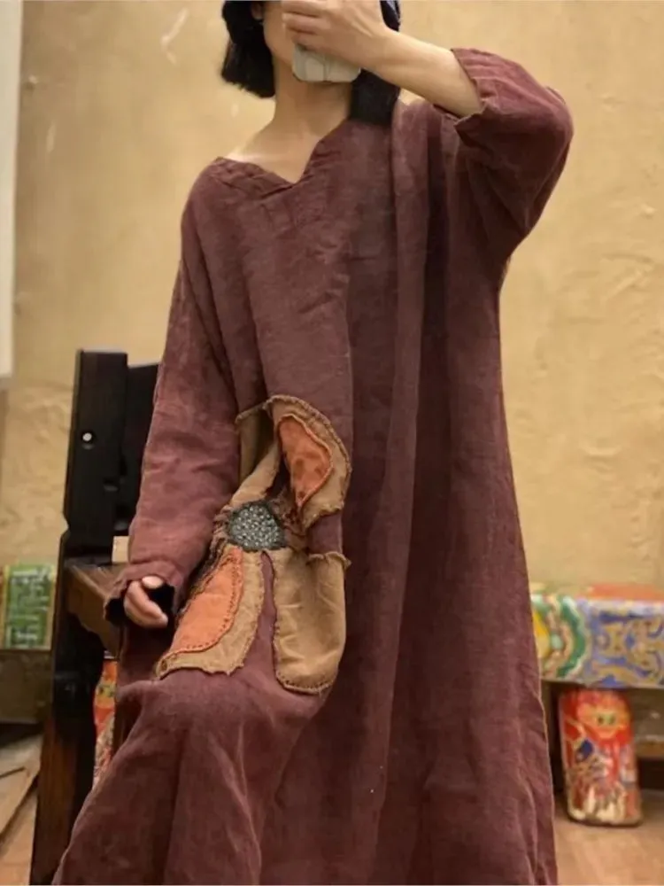 Vintage Patchwork Tunik Elbise