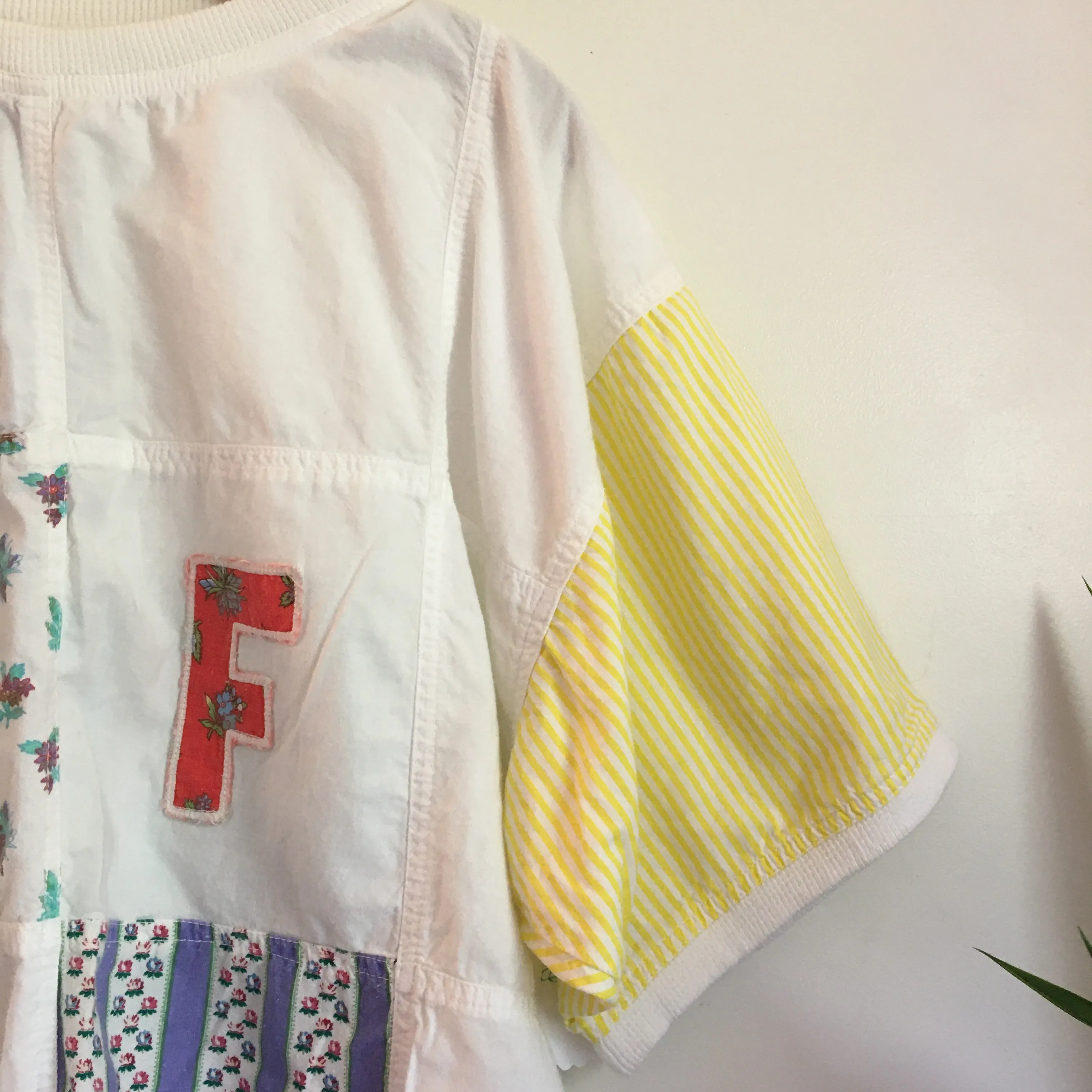 Vintage RARE 80s 90s NAF NAF crew neck crop top tee // One Size