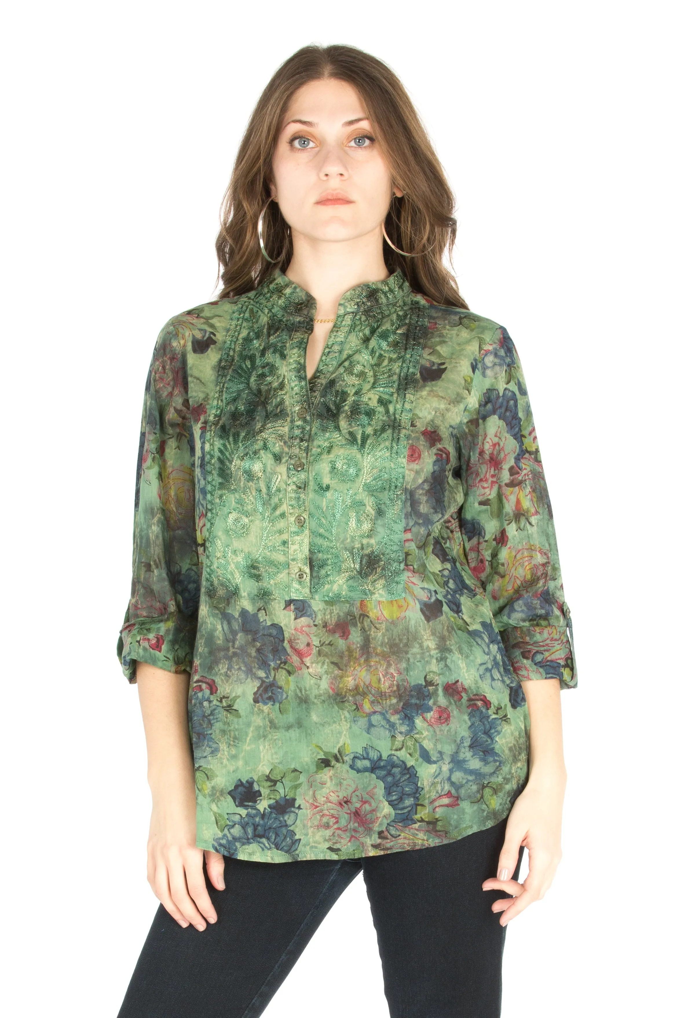 Vintage Tunic with Floral Embroidery