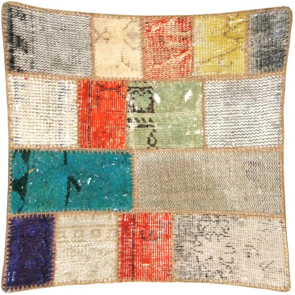 Vintage Turkish OverDyed Patchwork Pillow - 24" x 24"