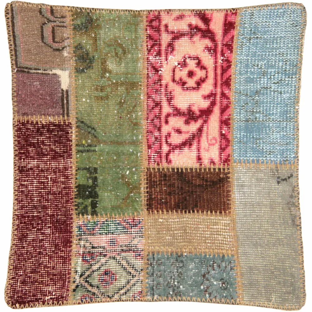 Vintage Turkish OverDyed Patchwork Pillow - 24" x 24"