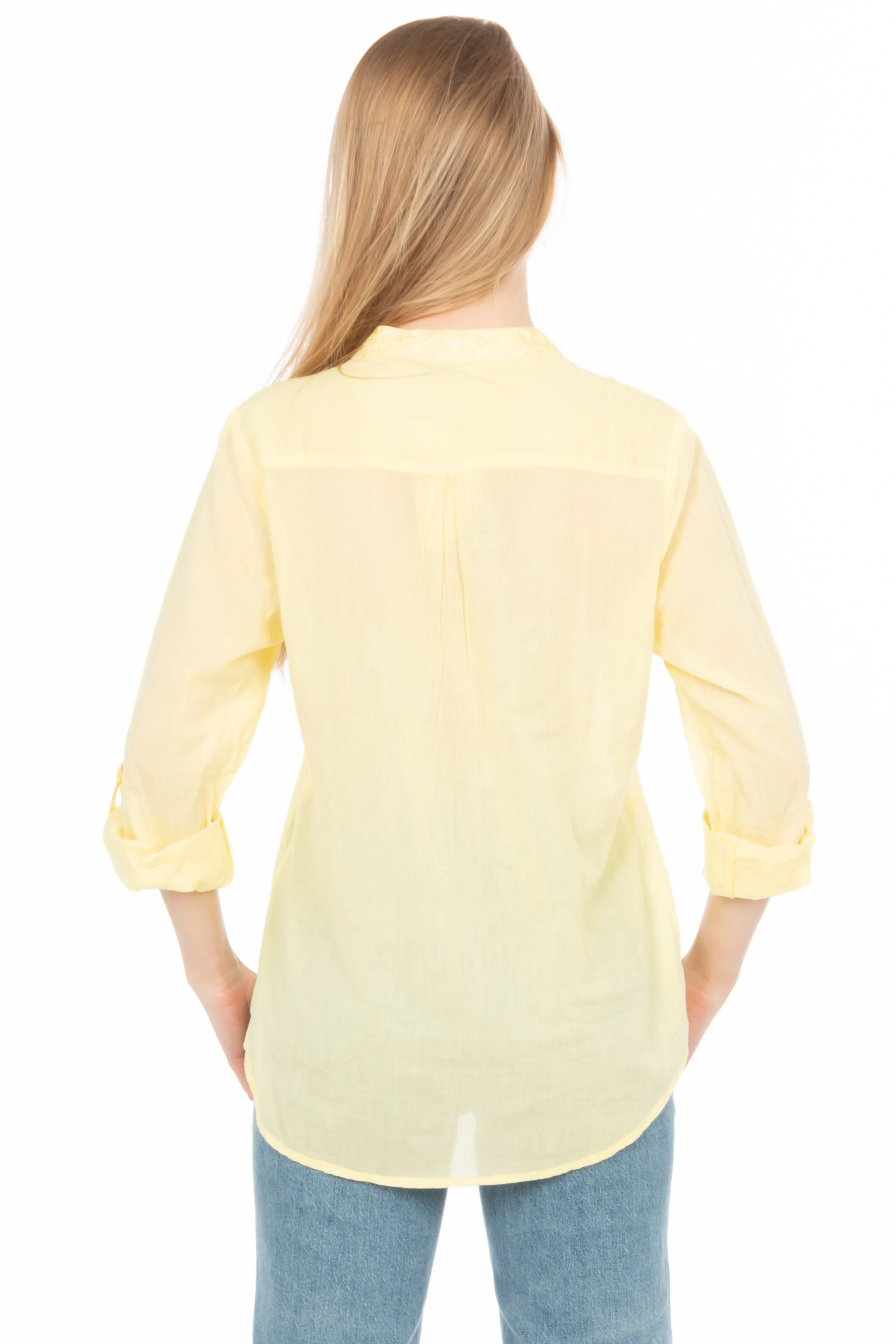 Vintage Yellow Tunic with Floral Embroidery
