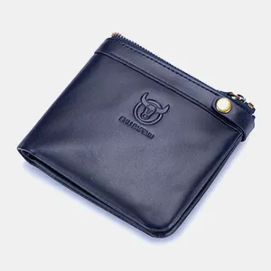 Wallets For Men Genuine Leather RFID Wallet Blocking 8 Card Holder Zipper Wallet