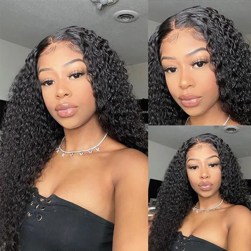 Wavymy Virgin Human Hair Weave Deep Wave 3 Bundles With 4x4 Lace Closure