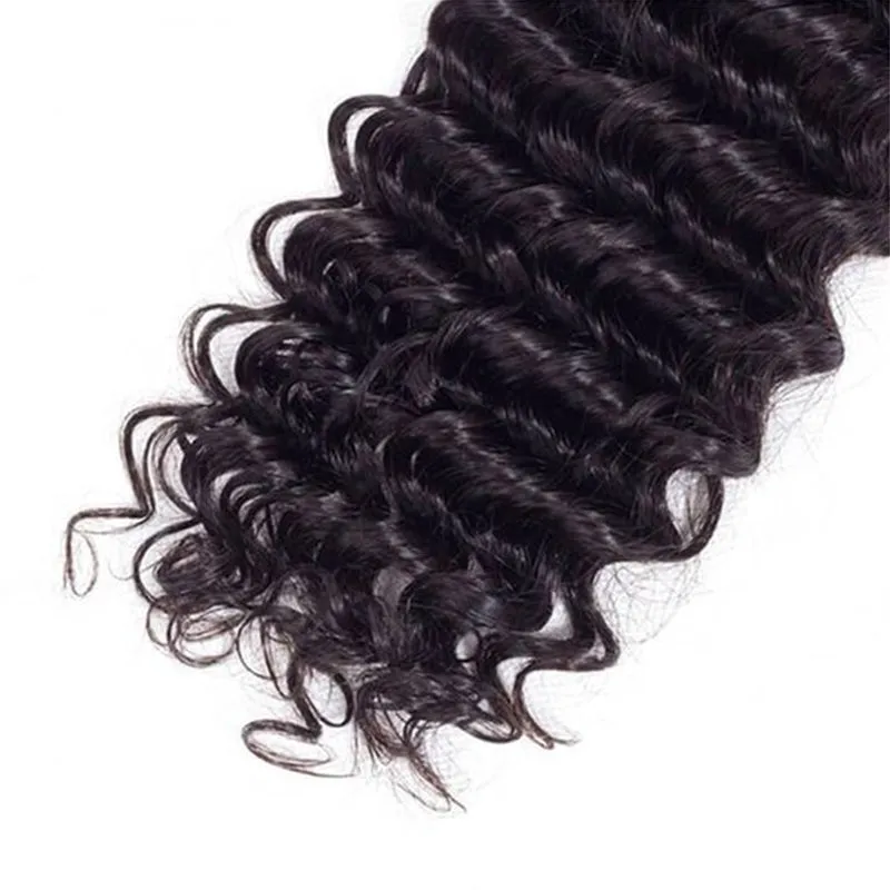 Wavymy Virgin Human Hair Weave Deep Wave 3 Bundles With 4x4 Lace Closure