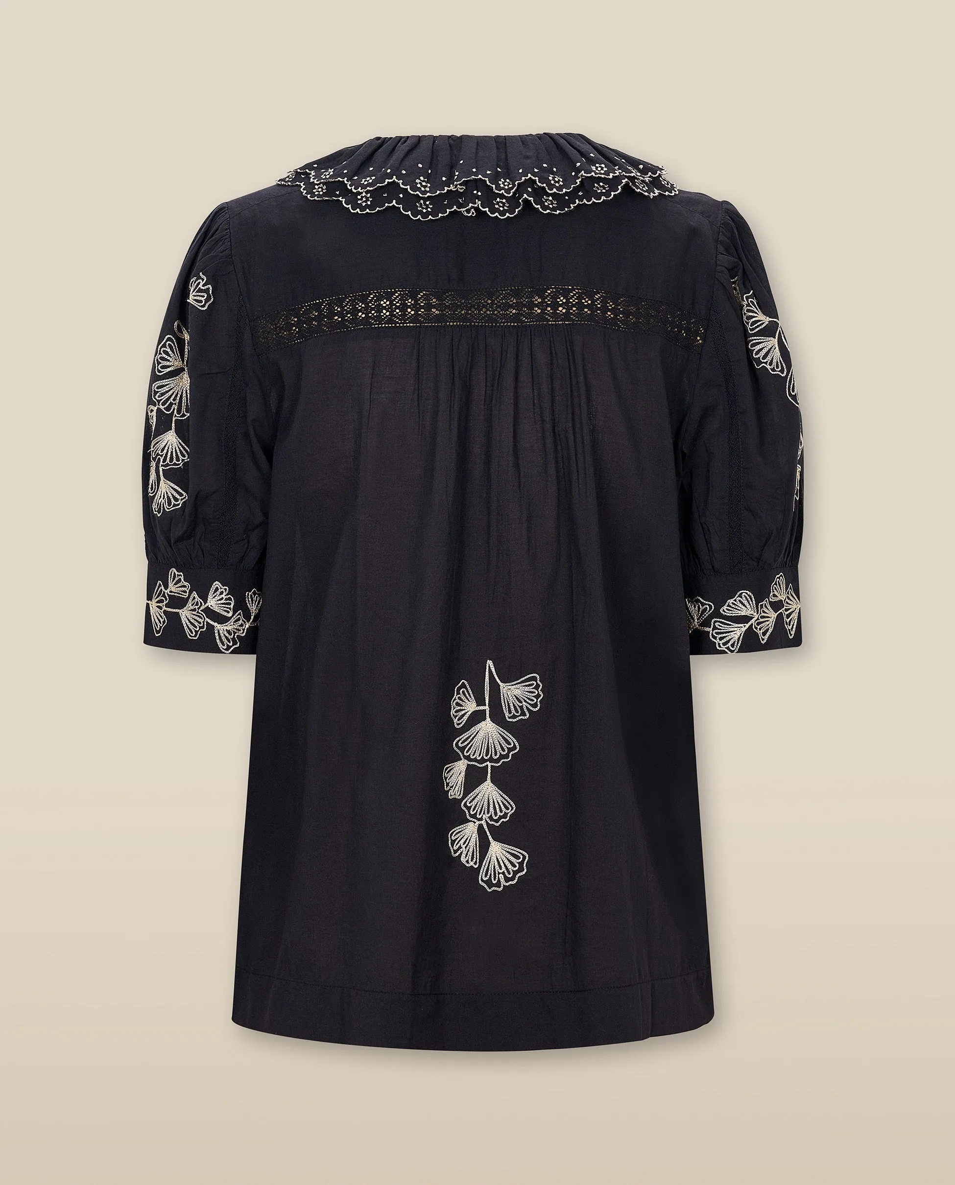 WENDY | Black Embroidery Cotton Blouse