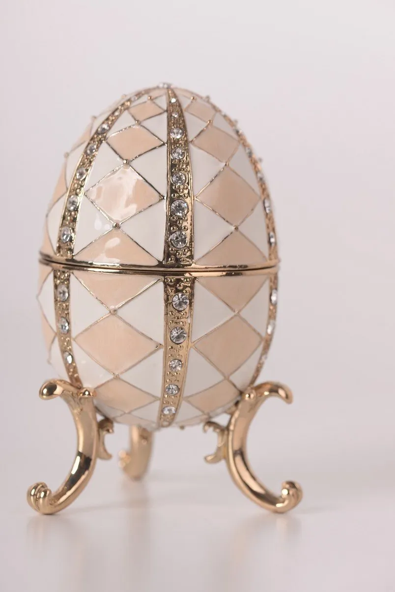 White & Pink Music Playing Faberge Egg