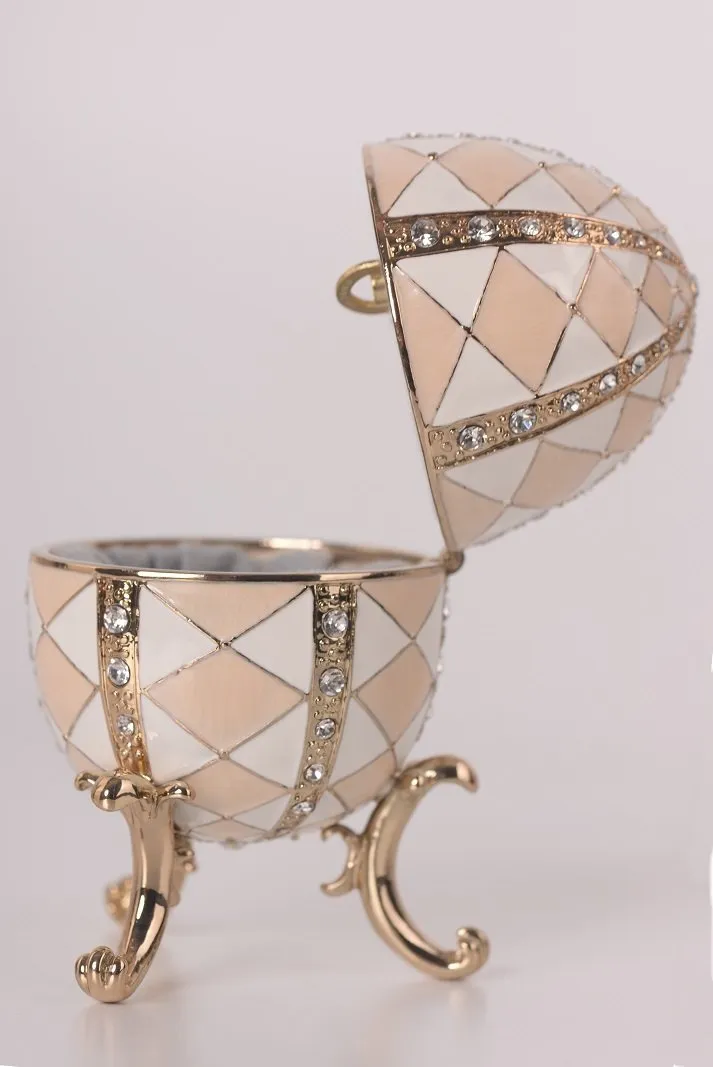 White & Pink Music Playing Faberge Egg