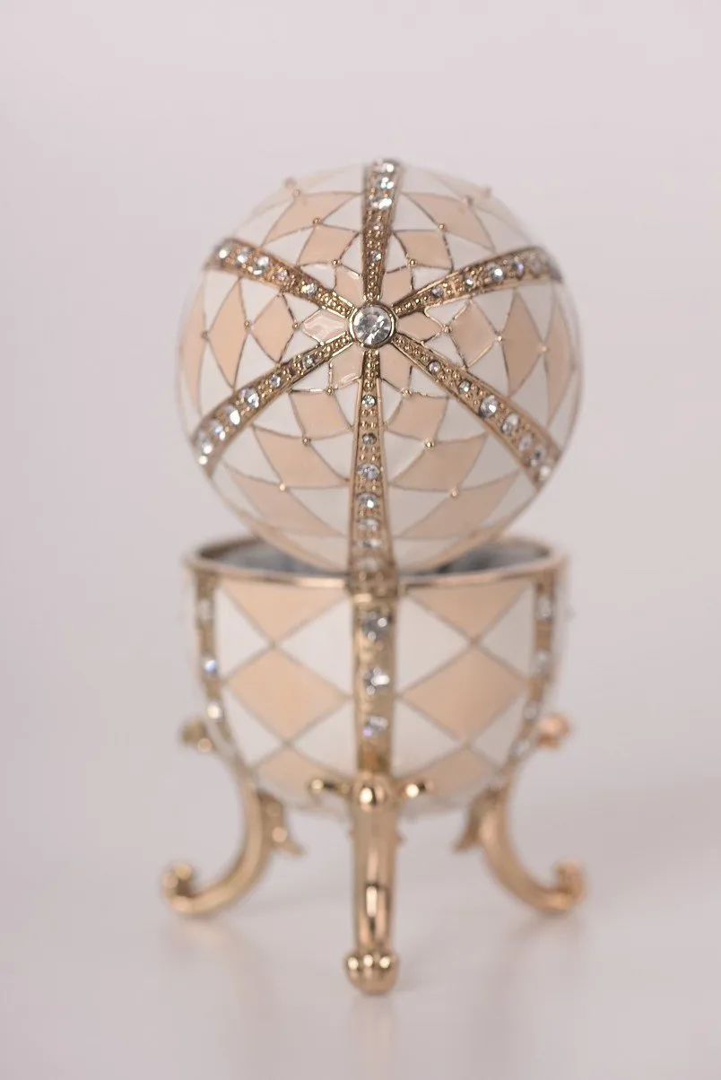 White & Pink Music Playing Faberge Egg