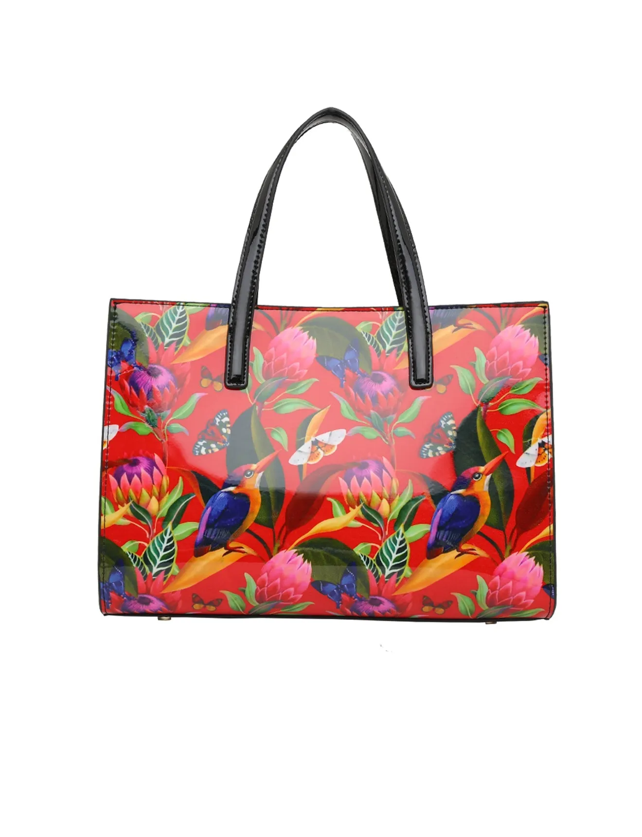 WILDFLOWER PATENT LEATHER GRIP HANDLE BAG- SN24-0821