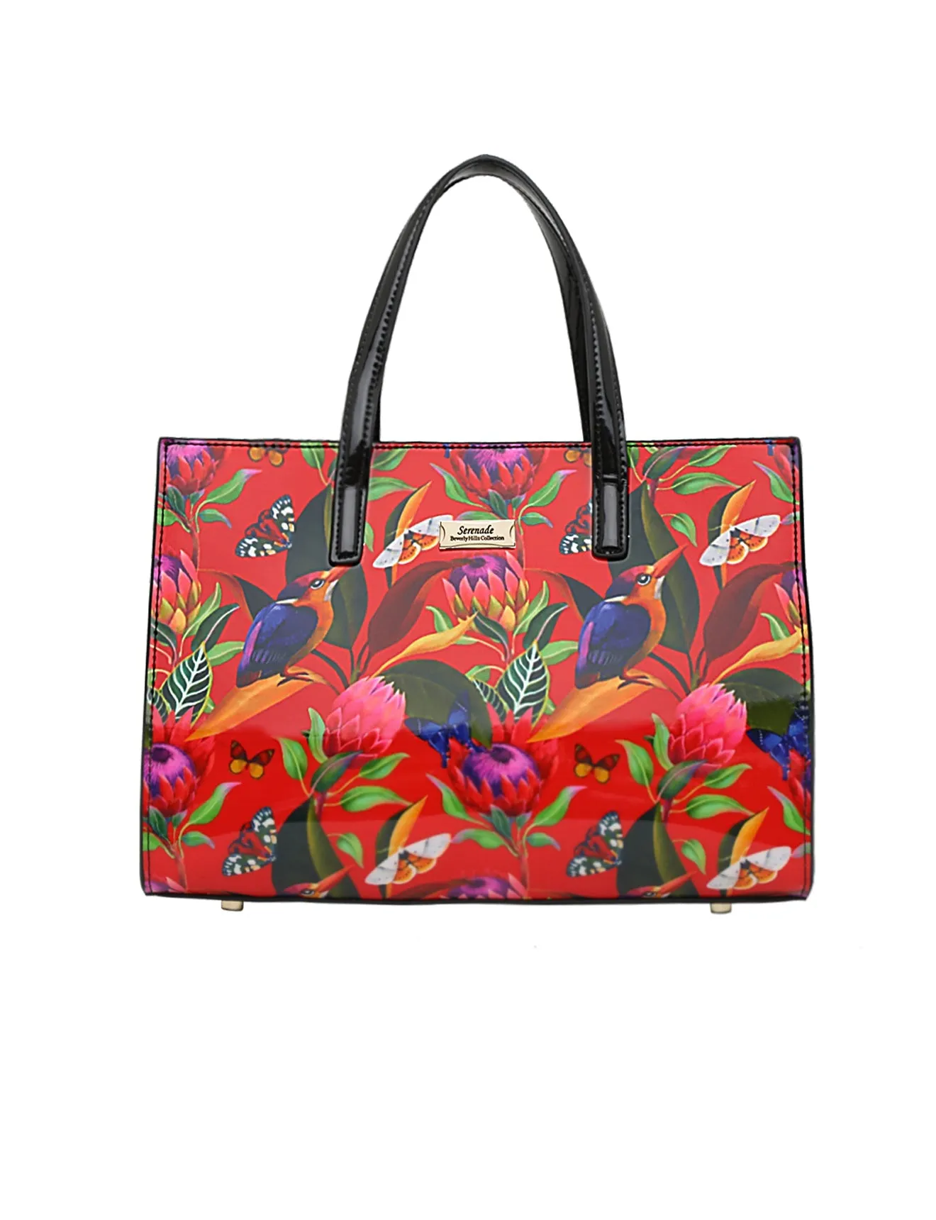 WILDFLOWER PATENT LEATHER GRIP HANDLE BAG- SN24-0821