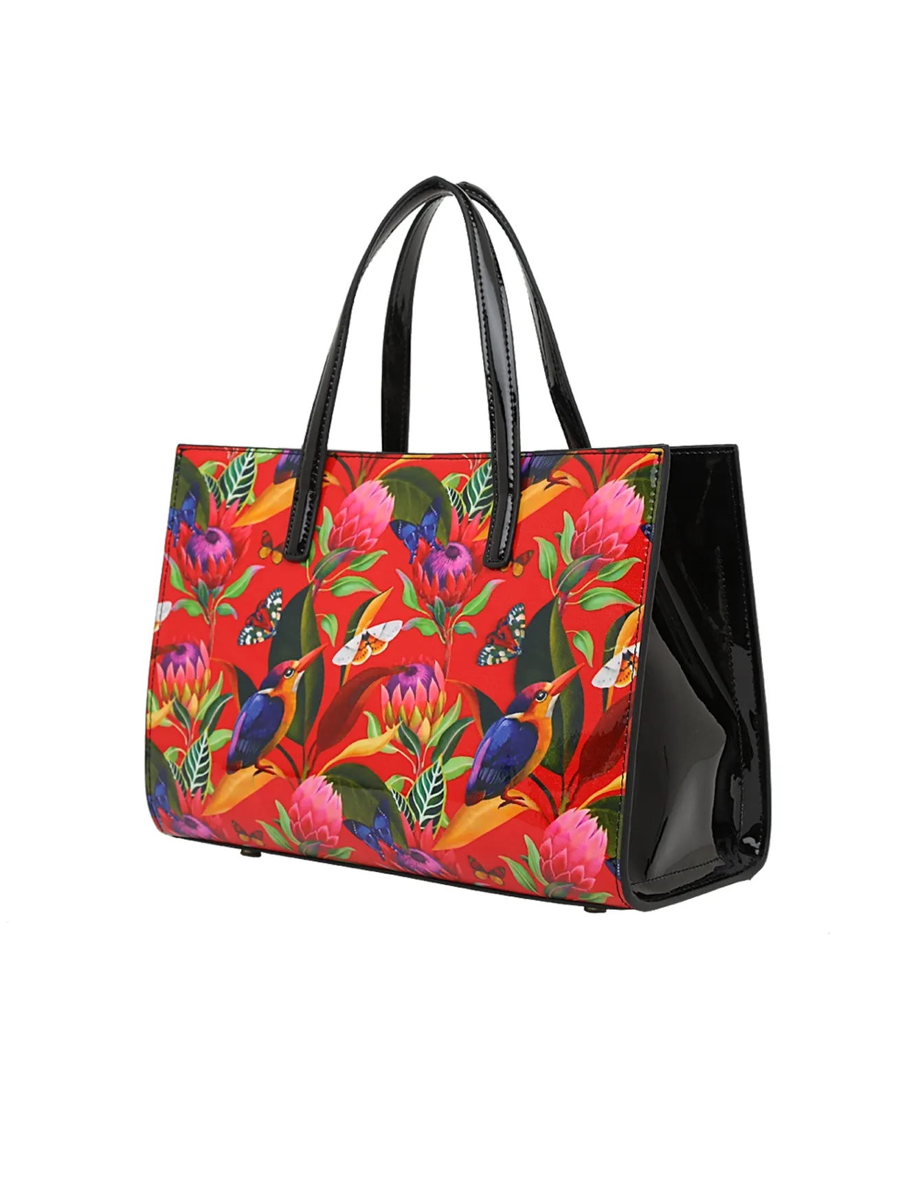 WILDFLOWER PATENT LEATHER GRIP HANDLE BAG- SN24-0821