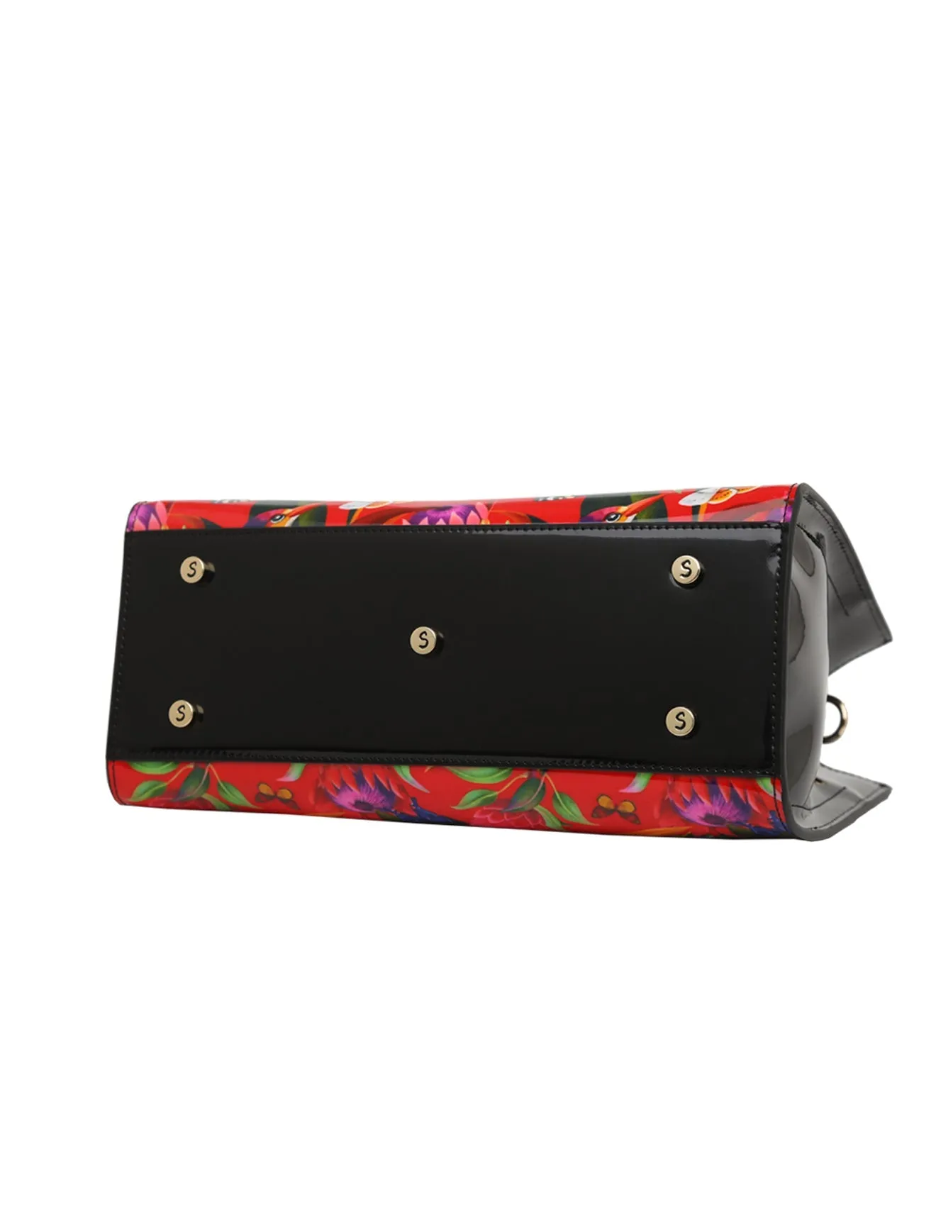 WILDFLOWER PATENT LEATHER GRIP HANDLE BAG- SN24-0821