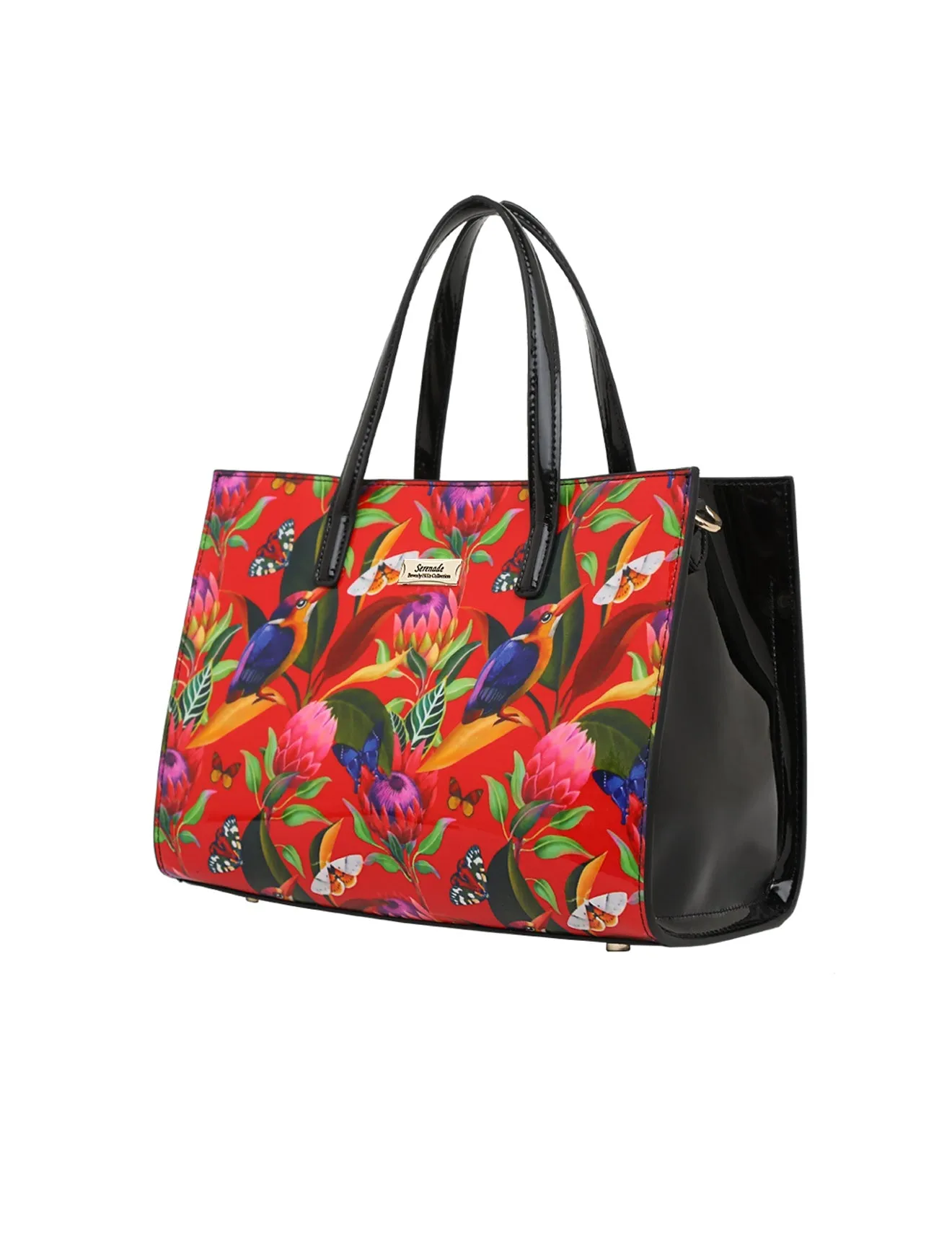 WILDFLOWER PATENT LEATHER GRIP HANDLE BAG- SN24-0821