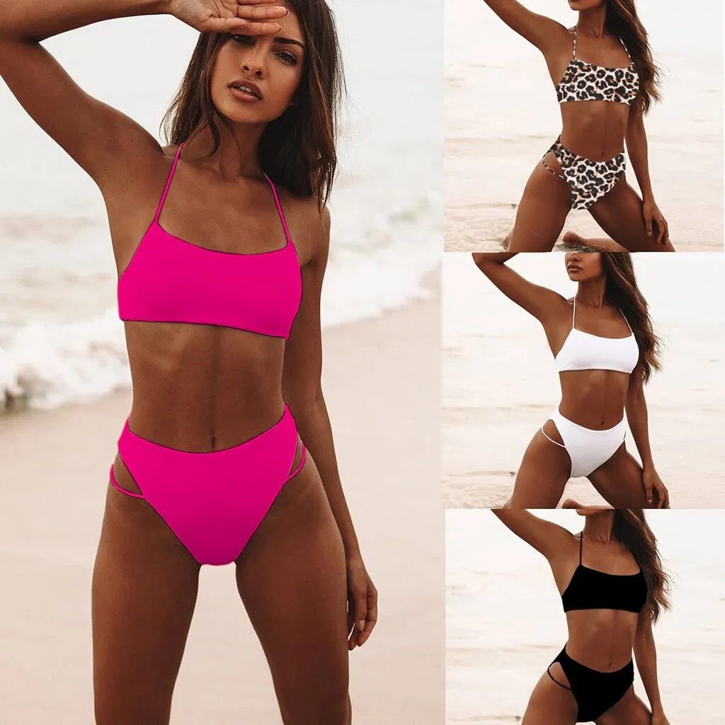 Women Bandage Solid Strap Underwear Lingerie Set Suit Ladies Split Sexy Tube Top Lingerie Underwear Set