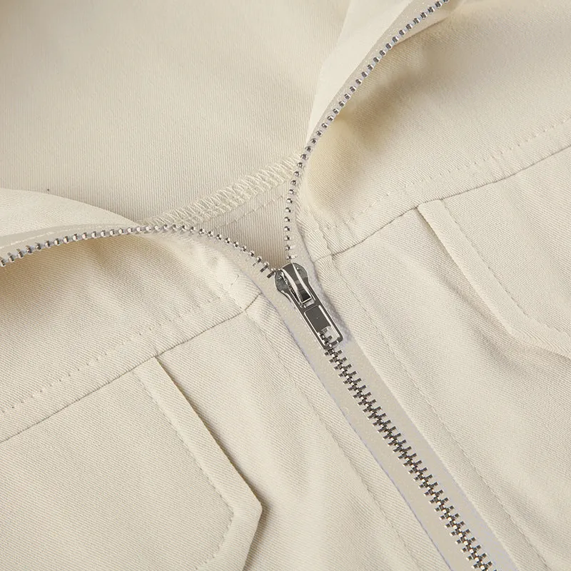 Women's Autumn and Winter New Style Patchwork Ribbed Stand Collar Double-Zip Jacket with Pocket Decoration, Cardigan and Workwear Style C-241219-2