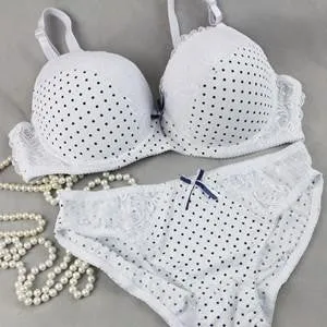 Women's Fashion Bra Set Push Up Vs Plus Size 85-95 C D Cup Blue Lingerie Bow Bra Panty Set