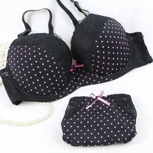 Women's Fashion Bra Set Push Up Vs Plus Size 85-95 C D Cup Blue Lingerie Bow Bra Panty Set