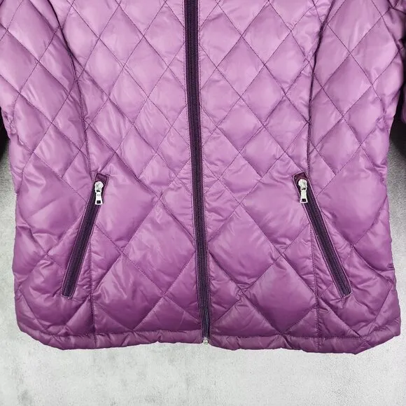 Womens Purple Ombre Free Country Quilted Down Jacket Full Zip Long Sleeve L
