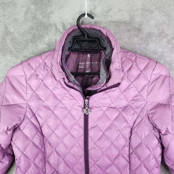 Womens Purple Ombre Free Country Quilted Down Jacket Full Zip Long Sleeve L