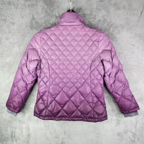 Womens Purple Ombre Free Country Quilted Down Jacket Full Zip Long Sleeve L