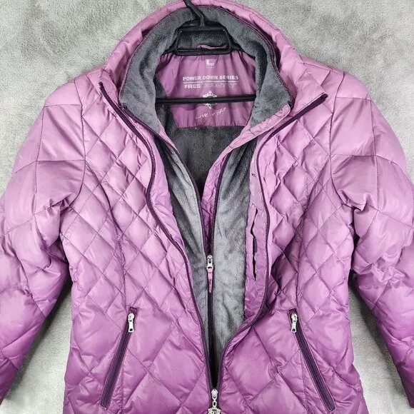 Womens Purple Ombre Free Country Quilted Down Jacket Full Zip Long Sleeve L