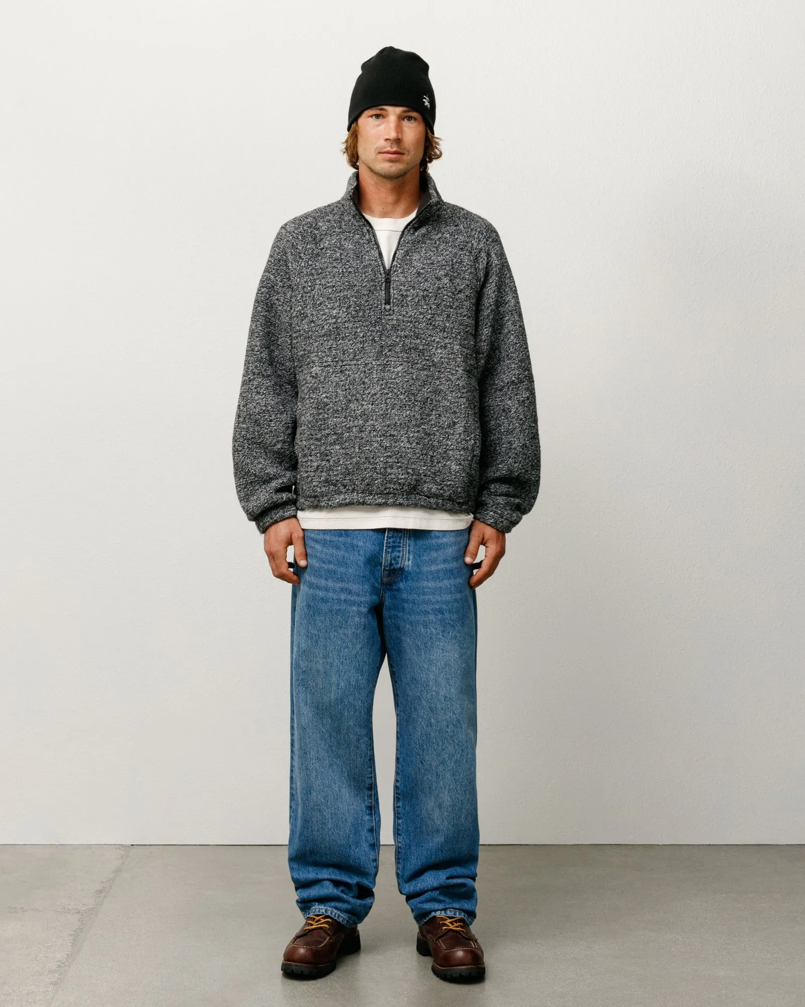WOOL BLEND SHERPA MOCK NECK