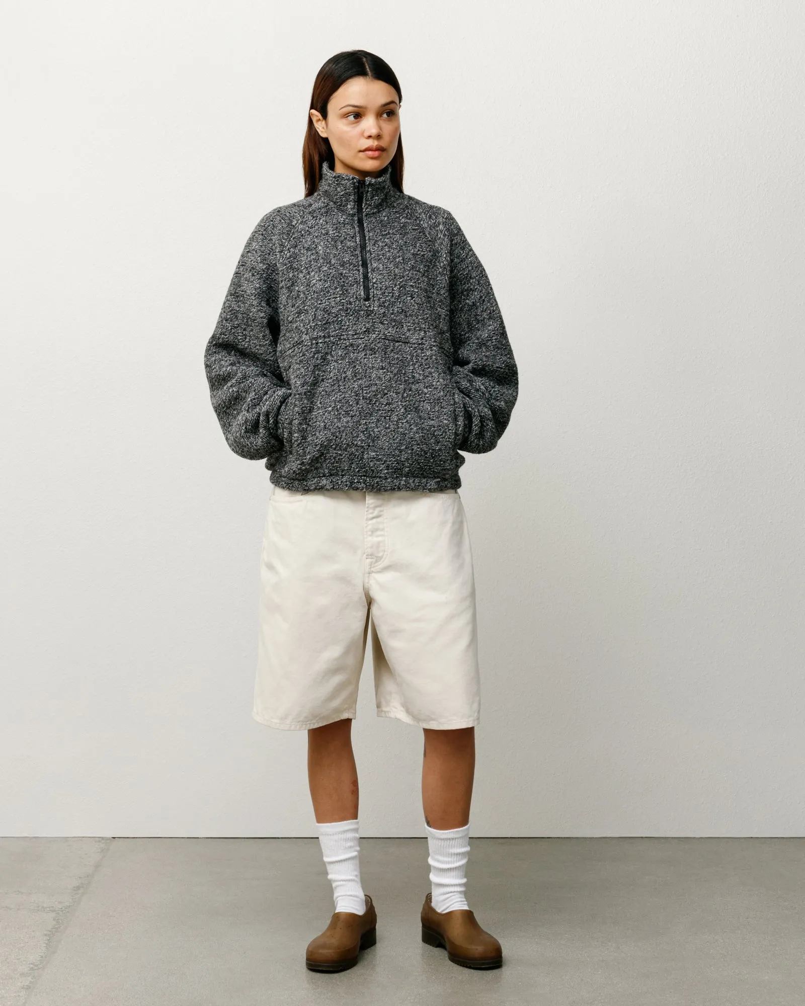 WOOL BLEND SHERPA MOCK NECK
