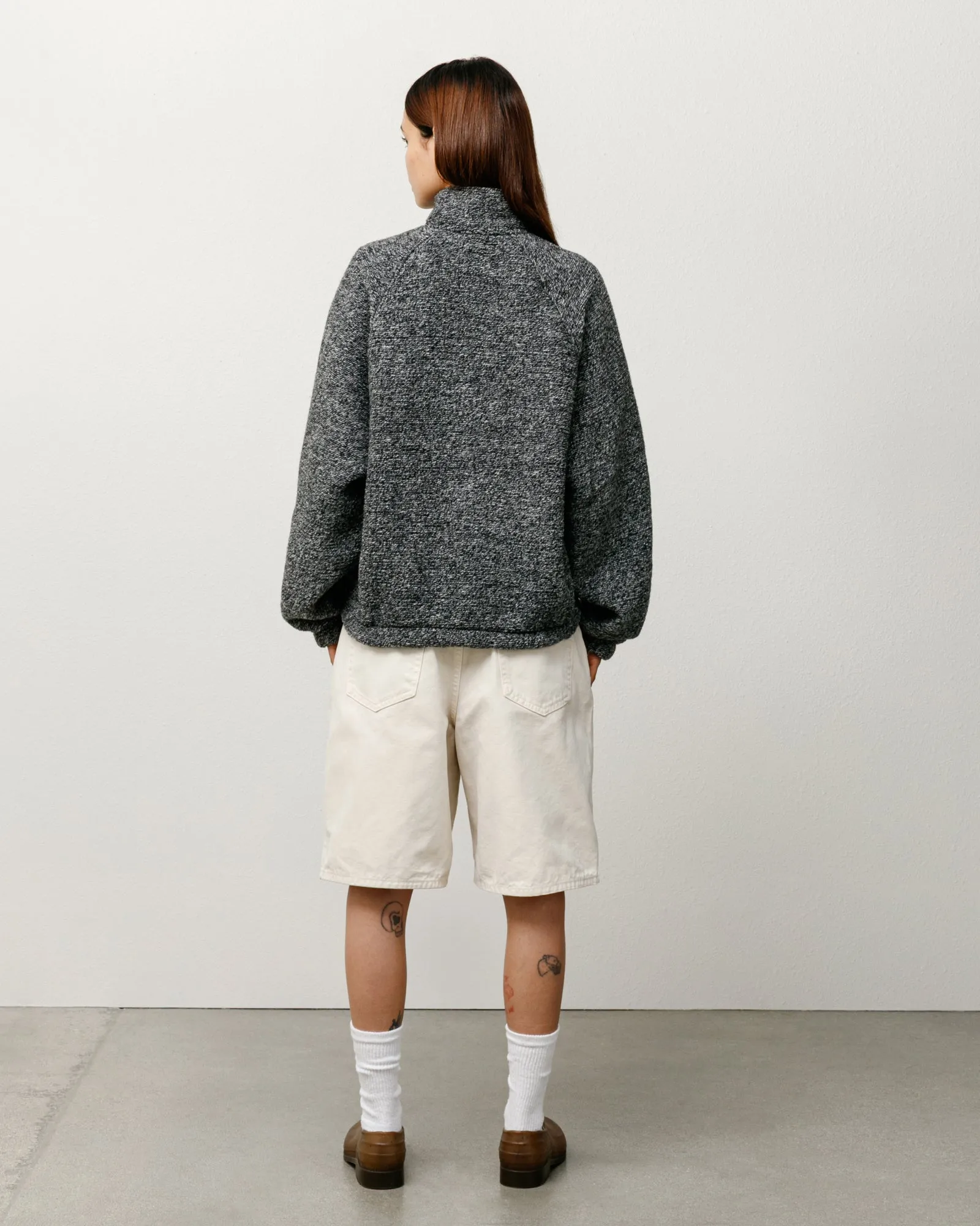WOOL BLEND SHERPA MOCK NECK
