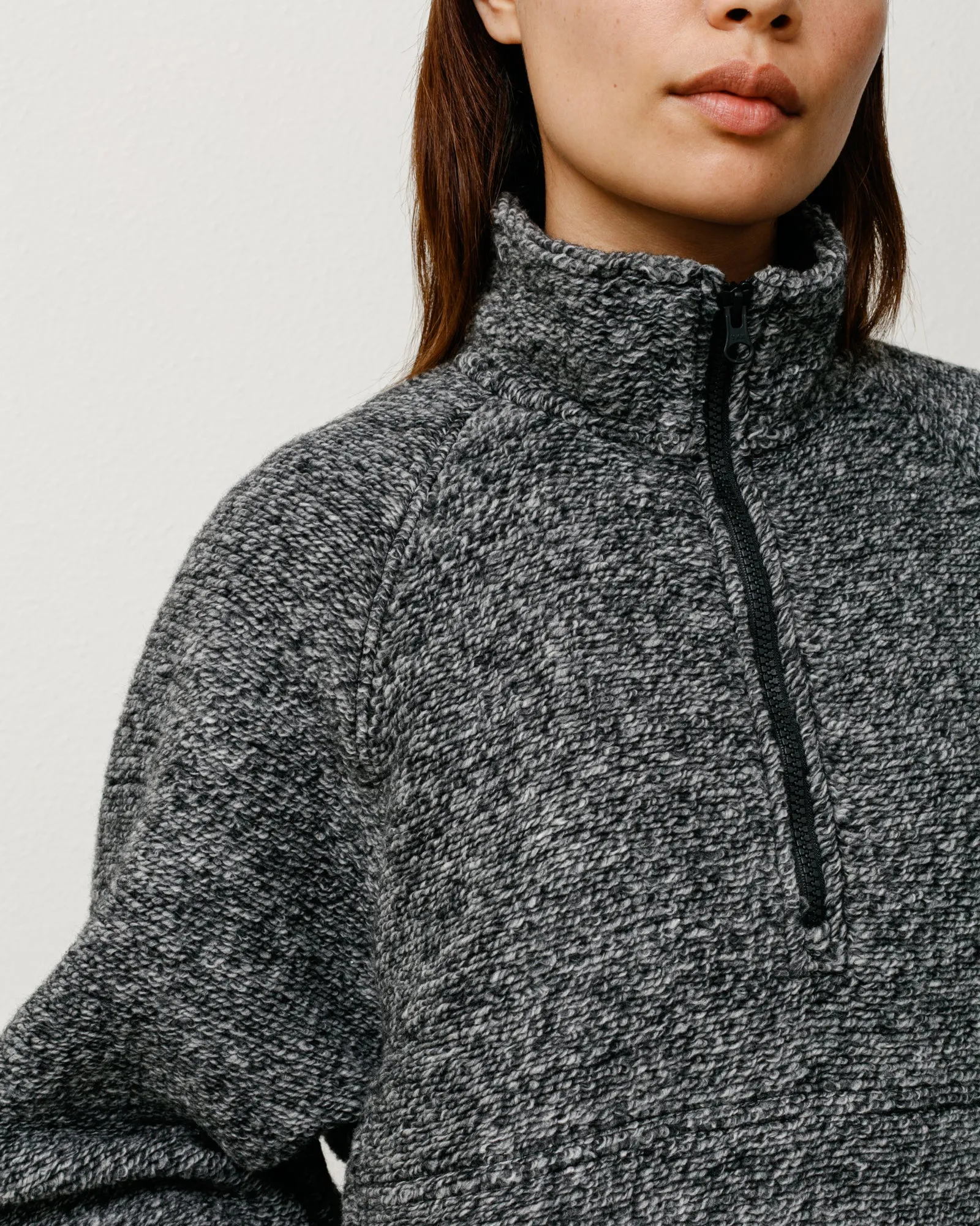 WOOL BLEND SHERPA MOCK NECK