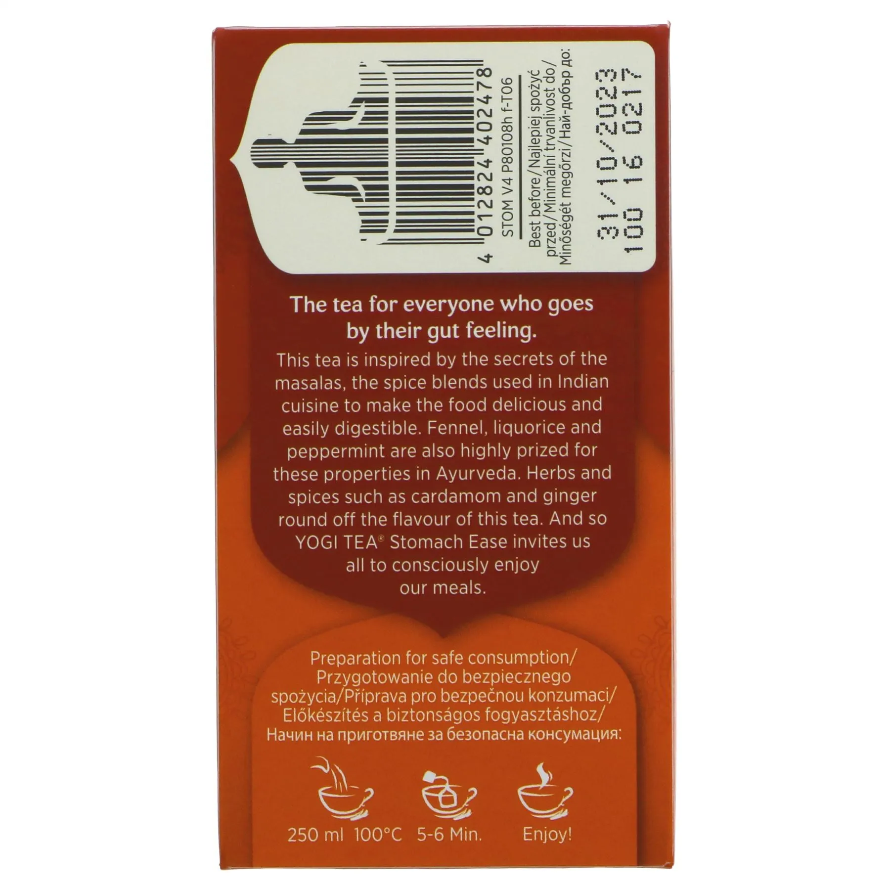 Yogi Tea | Stomach Ease - Cardamom, Fennel, Ginger | 17 bags