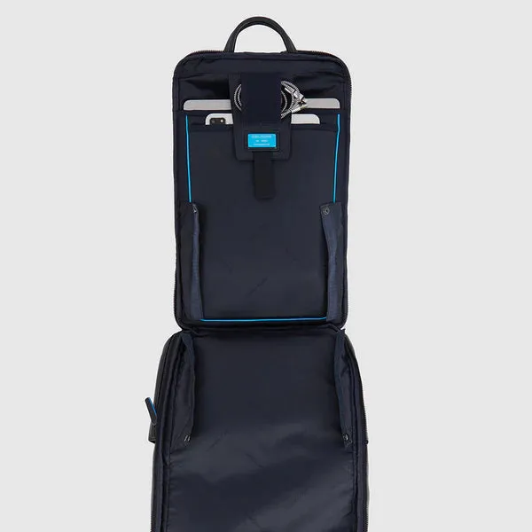 Zaino Fast-Check Piquadro in Pelle Porta PC 15,6'' e Porta iPad® Blue Square Blu