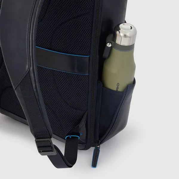 Zaino Fast-Check Piquadro in Pelle Porta PC 15,6'' e Porta iPad® Blue Square Blu