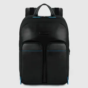 Zaino Piquadro in Pelle Porta PC 14'' e Porta iPad Blue Square Nero