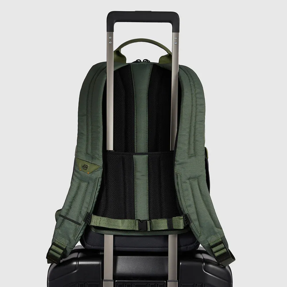 Zaino Piquadro Porta PC 14'' in Pelle e Tessuto Riciclato Steve Nero