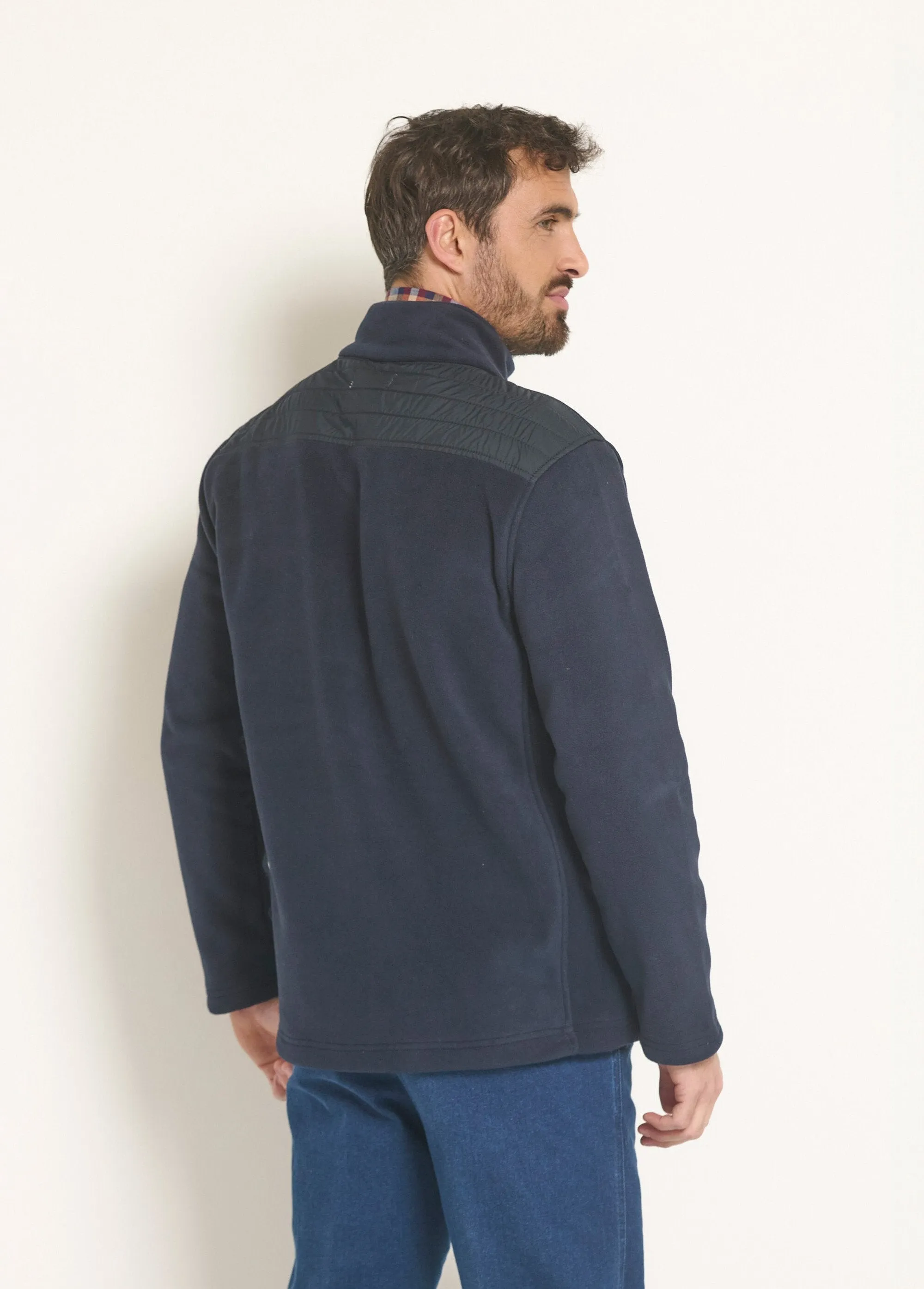 Zipped fleece jacket with shoulder inserts