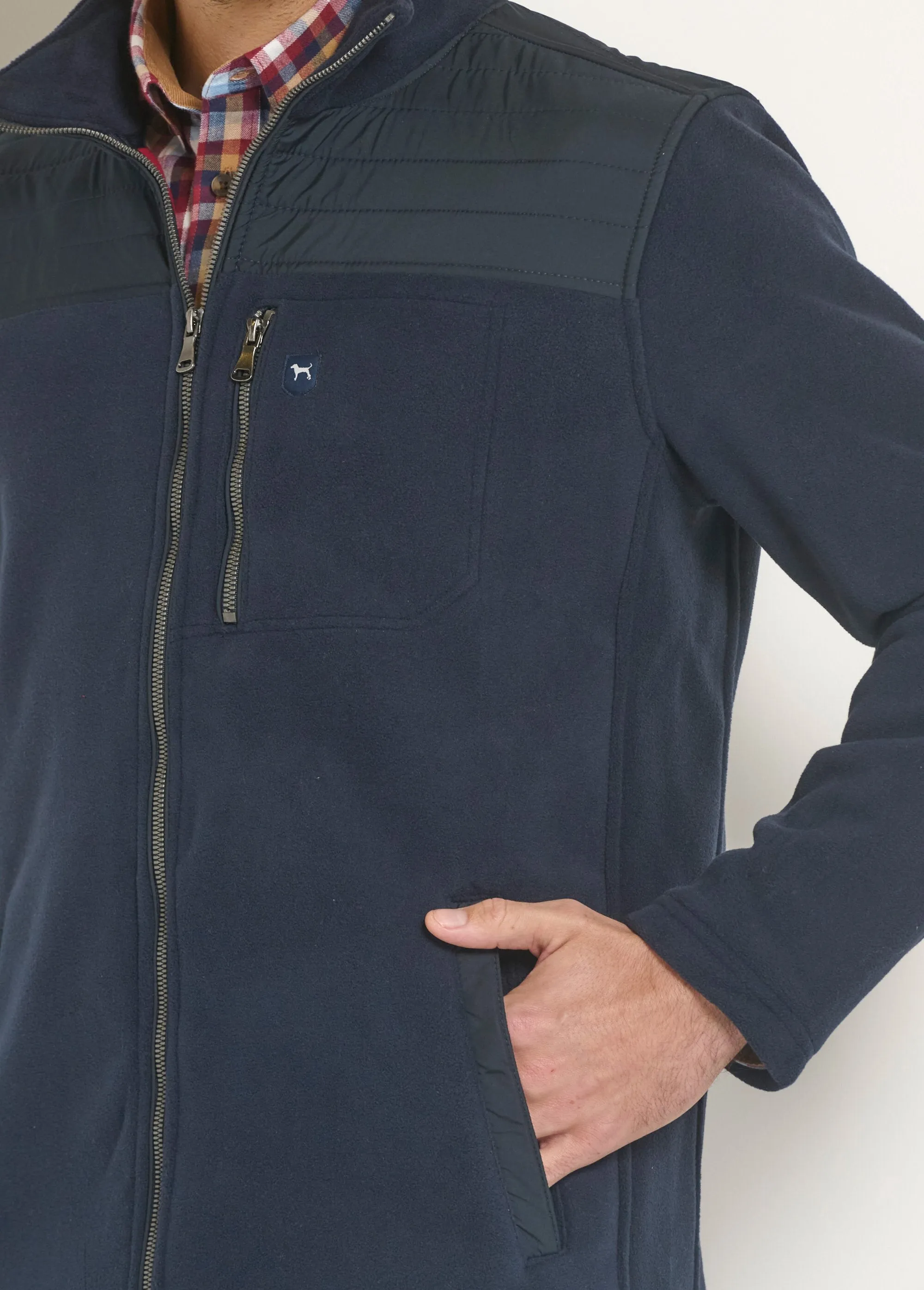 Zipped fleece jacket with shoulder inserts