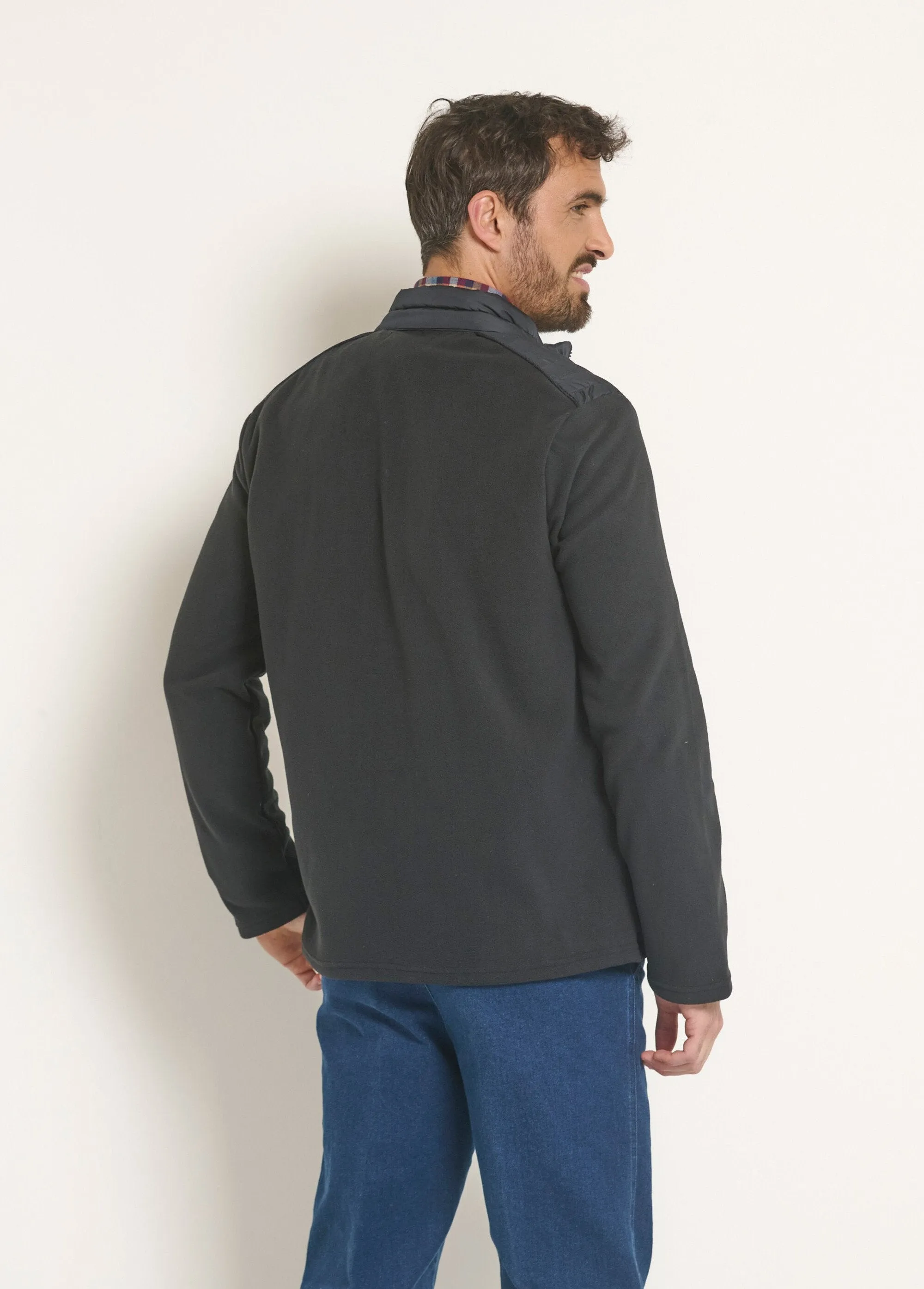 Zipped quilted jacket with fleece details